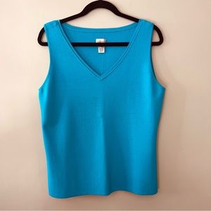 Chico’s bright blue rayon knit v-neck tank top size 3 size XL
